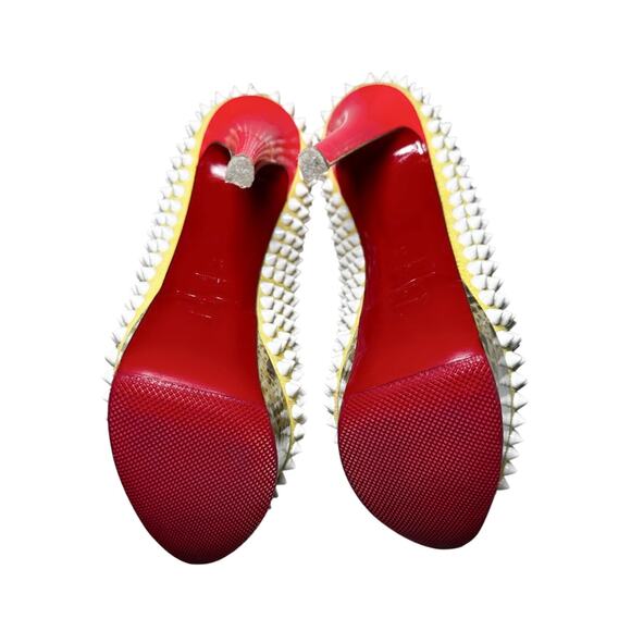 Christian Louboutin Lady Peep 150 Spikes Platform Heels Pumps 36 Yellow Pink - Picture 4 of 5
